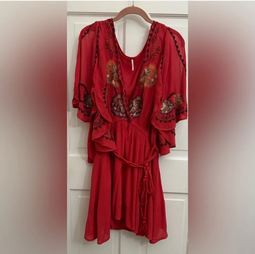 Free PEOPLE CORA CORAL RED DRESS - Picture 4 of 7